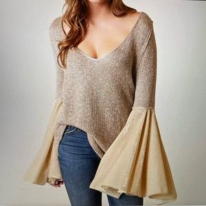 Free People Celestial Metallic Sweater Size M